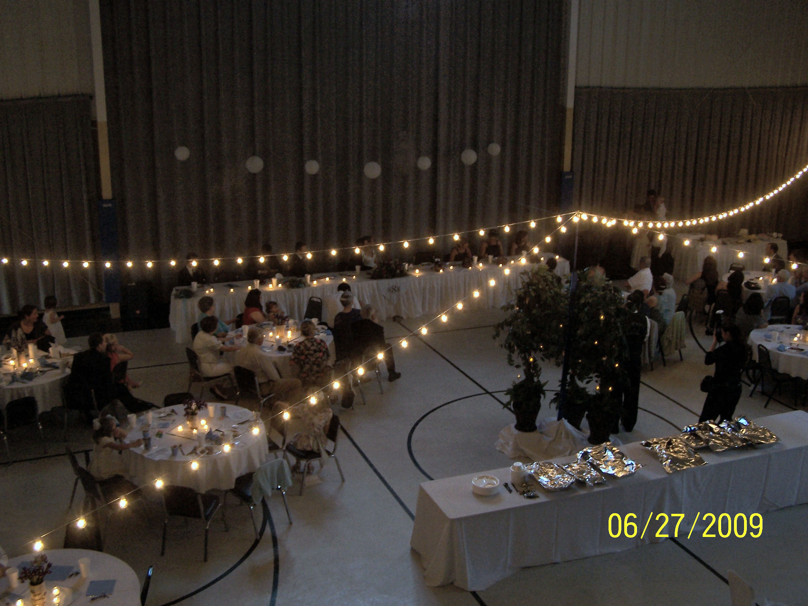 The New Gym decorated for wedding reception